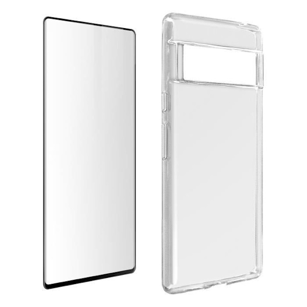 AVIZAR hårdt etui til Google Pixel 6 Pro - blød silikone og 9H hærdet glasfilm Svart