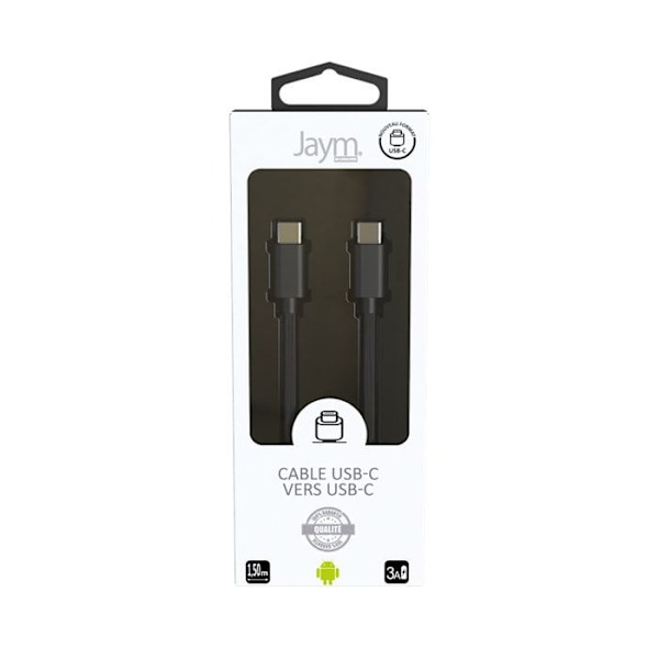USB-C til USB-C 3A PD 20W Opladning og Synkronisering Collection POP 1,5m Jaym Sort Svart