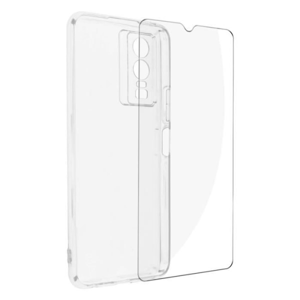 Vivo Y76 5G etui Blødt silikone hærdet glasfilm 9H gennemsigtig Vit