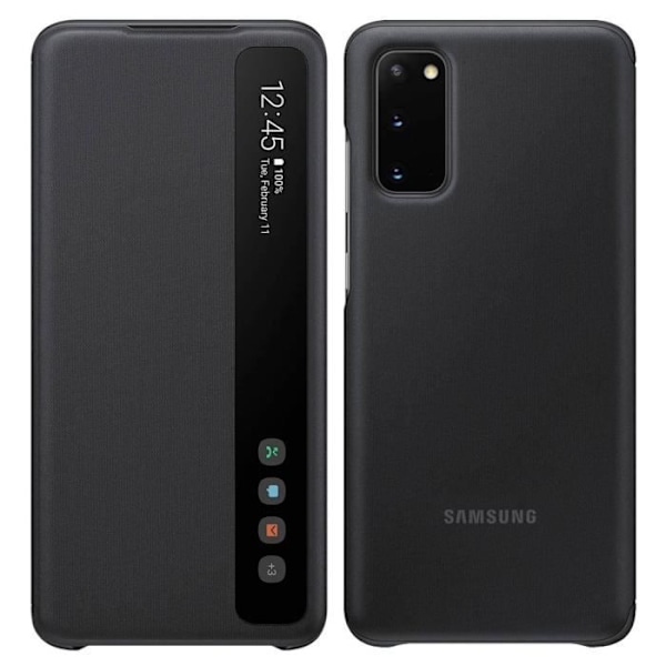 Kotelo - Samsung - Galaxy S20 - Läpinäkyvä läppä - Smart Clear View - Musta Svart