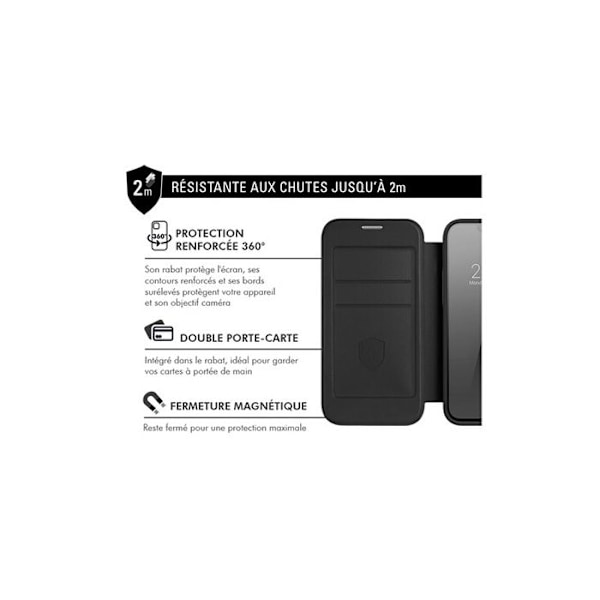 Coque ja puhelintasku Forcecase Folio vahvistettu Magneetti Musta iPhone 16e varten Svart