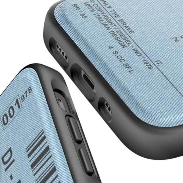 Fodral för iPhone 12 och 12 Pro Anti-fall Denim streckkodstryck Dieselblå Blå