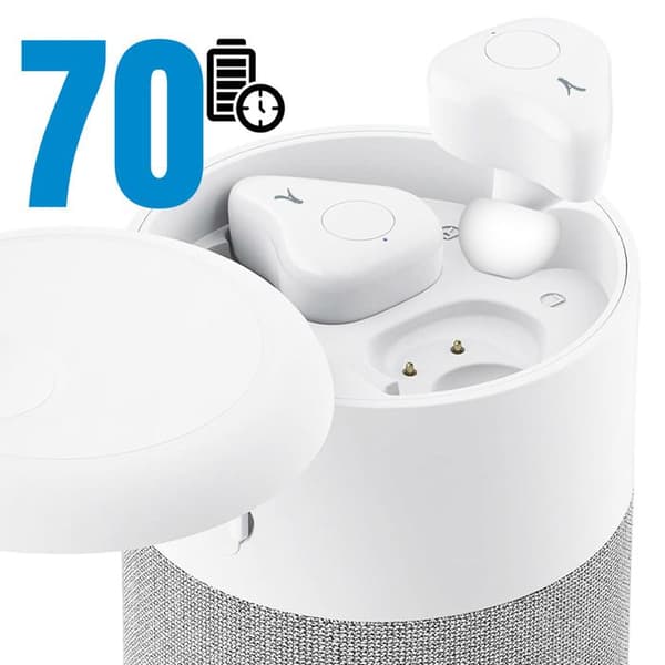 Kit Audio 2 i 1 - Akashi - Bluetooth-högtalare 5W - Trådlösa hörlurar - Bluetooth 5.1 - Batteritid 70h Vit