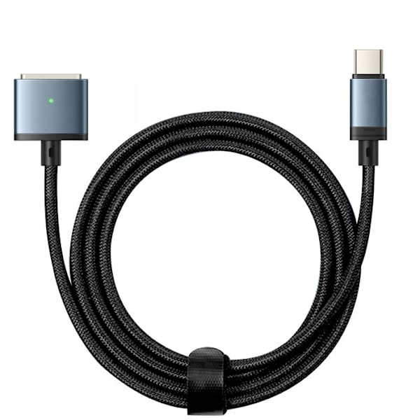 USB C - MagSafe 3 -kaapeli MacBook Prolle ja Air M2:lle Nylon 2m 140 W musta ja sininen