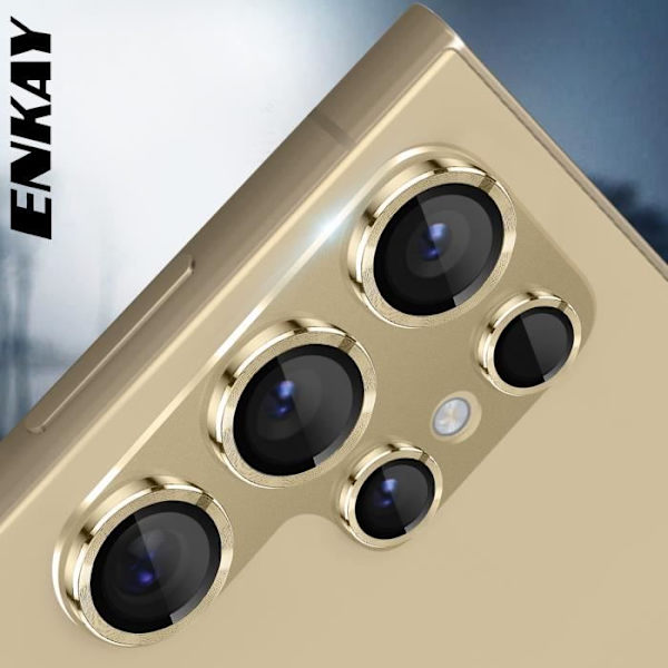Kameraskydd - ENKAY - Samsung Galaxy S24 Ultra - 9H härdat glas - Reptålig - Guld Gul
