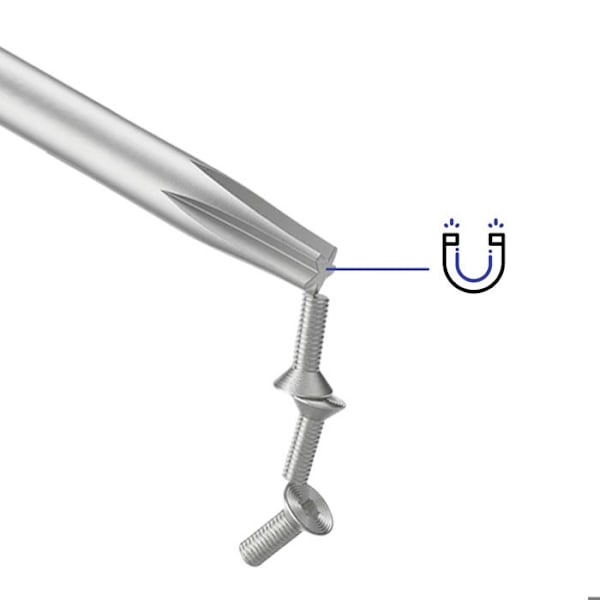 Kuusi - 1 Tarkkuusruuviavain Magneettipäillä Liukastumaton Kahva Hopea
