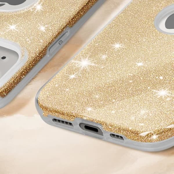 Coque - AVIZAR - iPhone 14 - Pailleté - Halvhård silikon - Stötsäker gyllene
