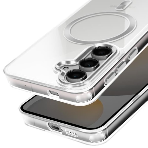 Coque MagSafe för Samsung Galaxy S24 och S25 Baksida Glas Färg Silver Grå