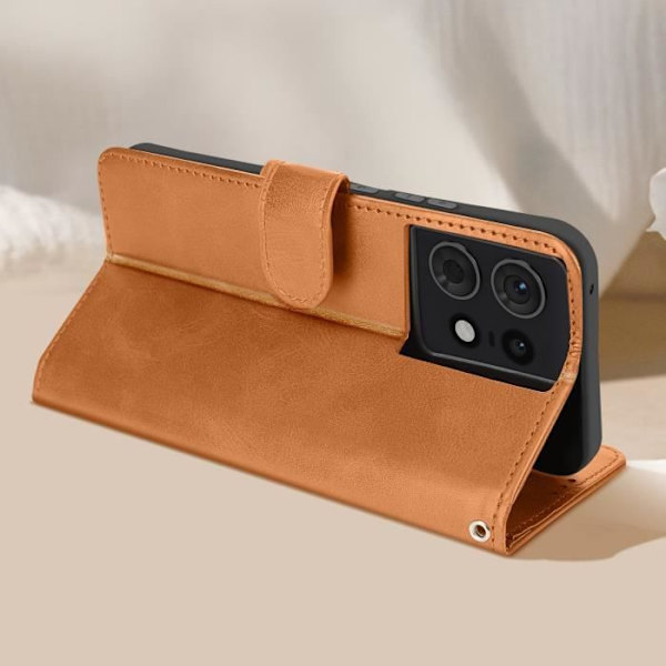 Etui för Motorola Edge 50 Pro - AVIZAR - Remfäste Portfölj - Brun kastanj