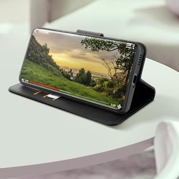 Etui til Honor Magic 6 Lite 5G Flip Wallet Support håndledsrem Sort