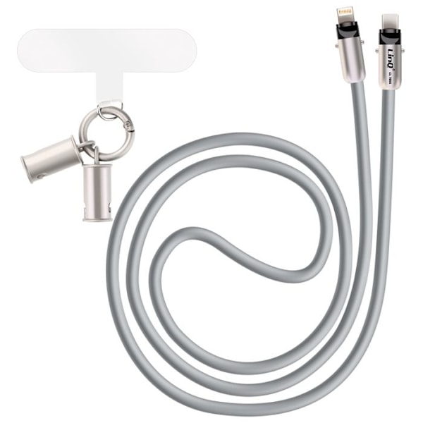 Tour de Cou 2 i 1 med USB-C til Lightning Kabel Længde 1.2m LinQ Grå Grå