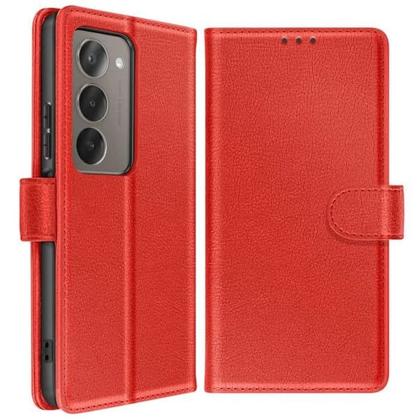 Plånboksfodral - AVIZAR - Xiaomi Redmi 15 5G - Röd - Grainad - Ställfunktion Röd