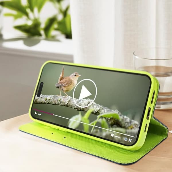 Folio Etui - AVIZAR - iPhone 14 Pro Max - Syntetisk læder - Mørkeblå - Fuld beskyttelse Midnattsblå