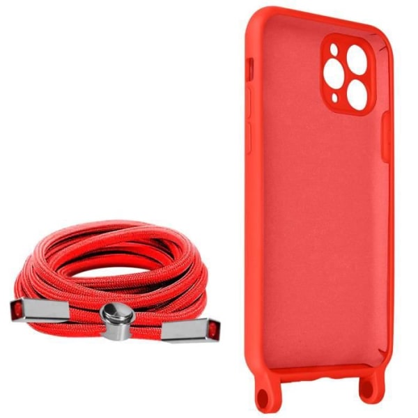 iPhone 11 Pro Max Lanyard Case Puolijäykkä kaulahihna 80 cm punainen