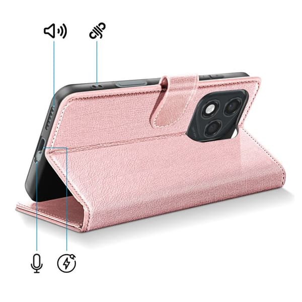 Chesterfield Plånboksfodral för Honor 400 Lite med Videostöd Funktion Rosa