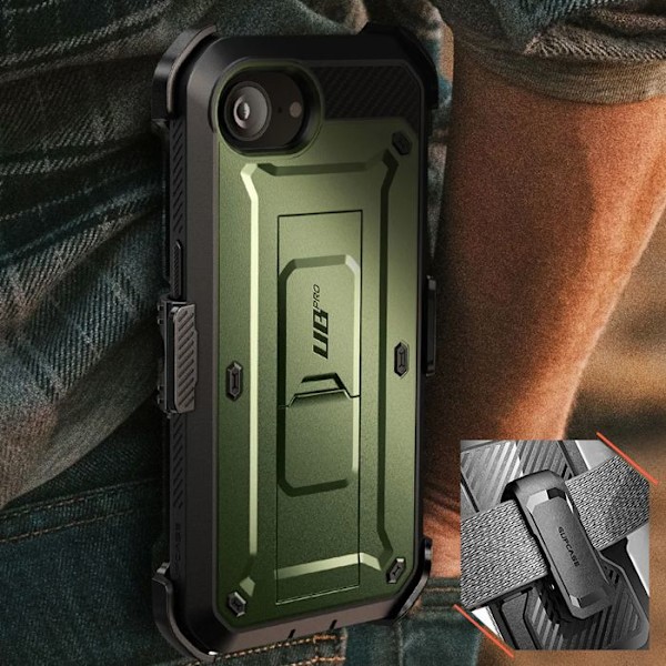 Coque integreret til iPhone 16e stødabsorberende med kickstand støtte Supcase grøn Grön