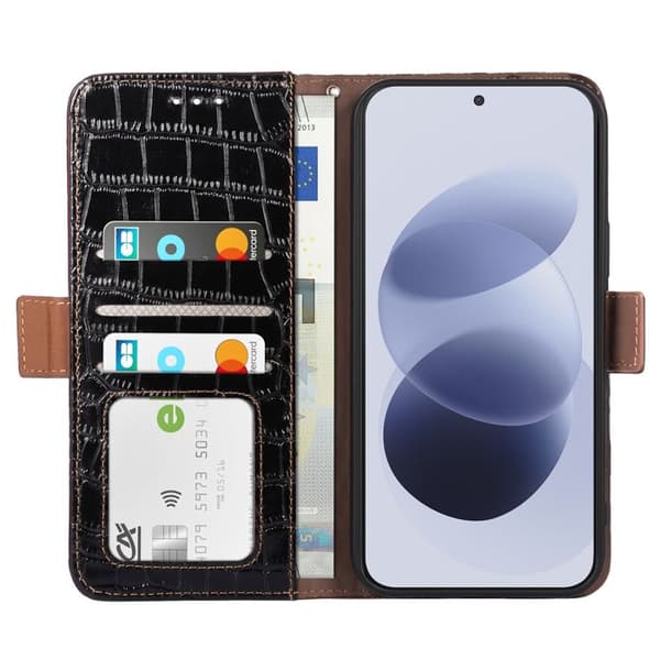 Anti-RFID Tegnebogscover til Xiaomi Redmi Note 17 i Sort Krokodilleskind Svart