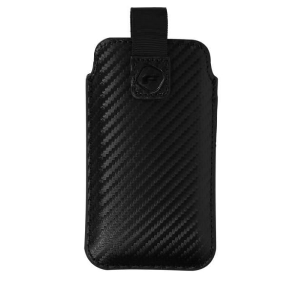 Carbon Effect Smartphone Bälte Case Pull-Up Tab Storlek S Forcell Svart