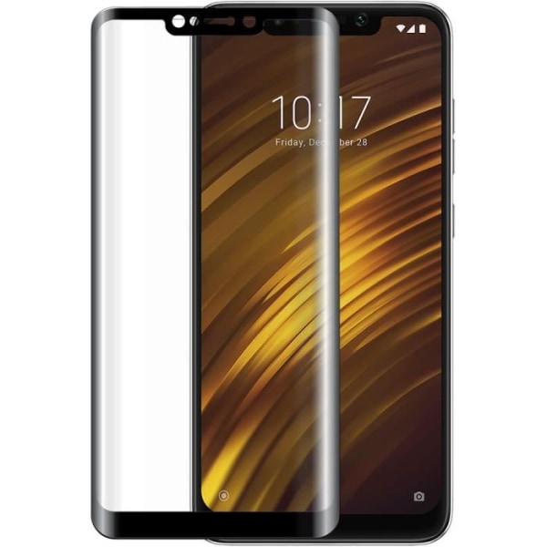 Skærmbeskyttelse - Hærdet glas - Pocophone F1 - Sort kant - Ridsefrit - 2.5D Svart