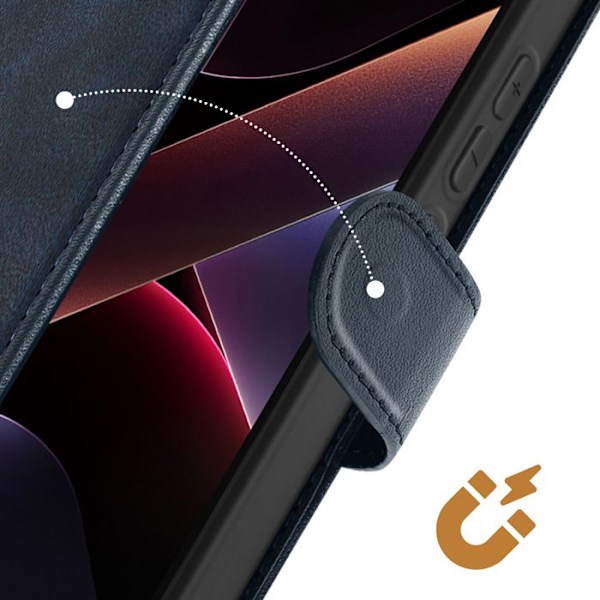 Smartphone-etui - Xiaomi - Poco X7 Pro - Kunstlæder - Mørkeblå - Videounderstøttelse Blå