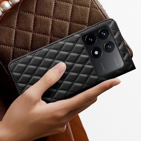 Fodral till Xiaomi Poco F6 - AVIZAR - Quilted Style - Korthållare - Svart Svart