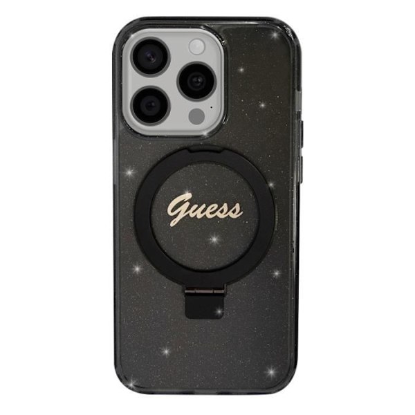 Coque MagSafe för iPhone 15 Pro Glittrig i silikon med upphöjda kanter Guess Svart Svart