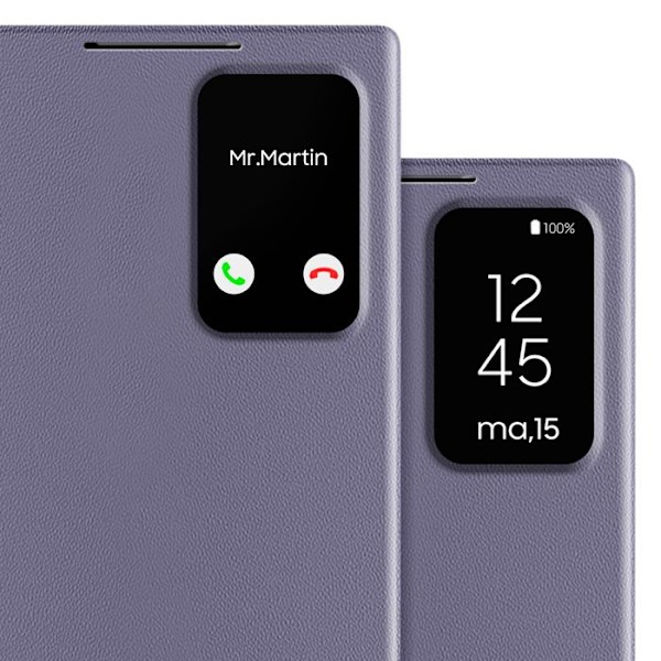 Nahkakuori Galaxy S22 Ultra Näyttöikkuna Korttipidike Laventeli Lila