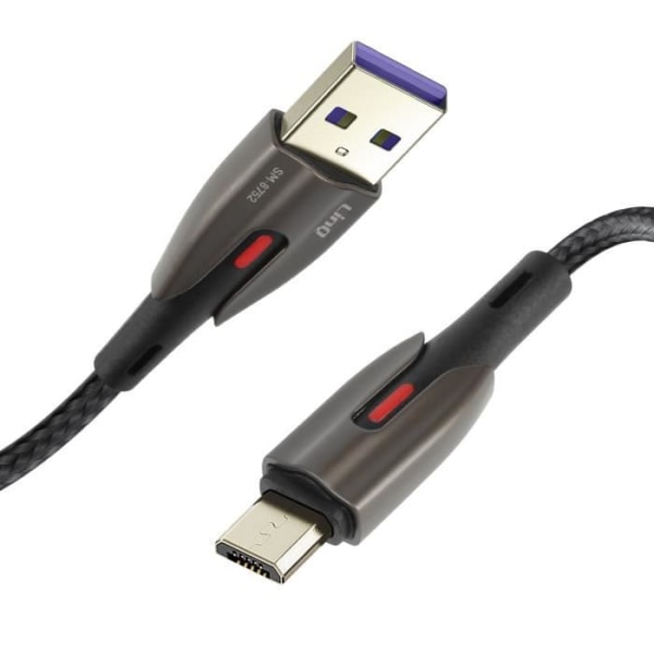 4A USB till micro USB laddningskabel Nylonflätad 1,2m LinQ Svart