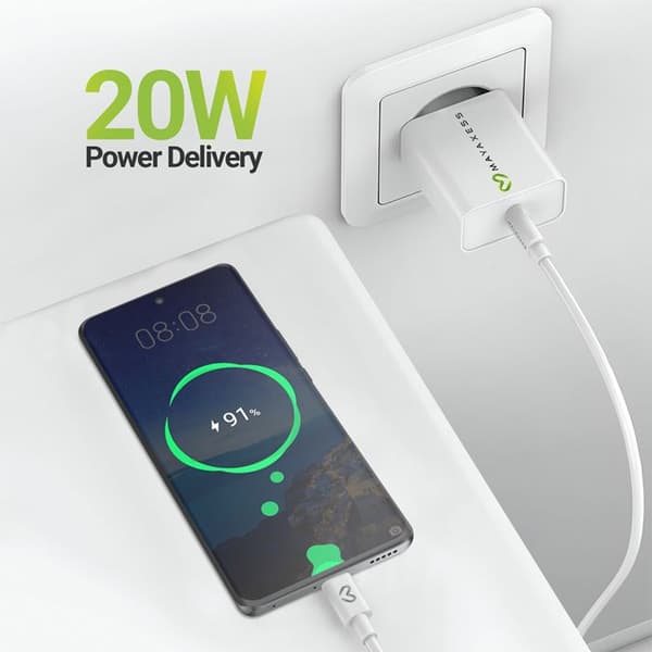 Strømforsyning til Magic 6 Lite 20W + USB-C kabel 1m Mayaxess Hvid Vit