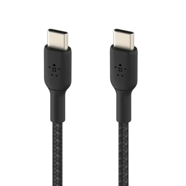 Kabel USB-C till USB-C 18W Strömförsörjning Nylonflätad 1m Belkin svart