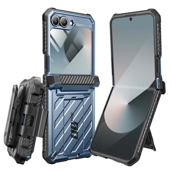 Koko vartalokuori Samsung Galaxy Z Flip 6:lle Iskunkestävä Kickstand Support Supcase Vaaleansininen Blå