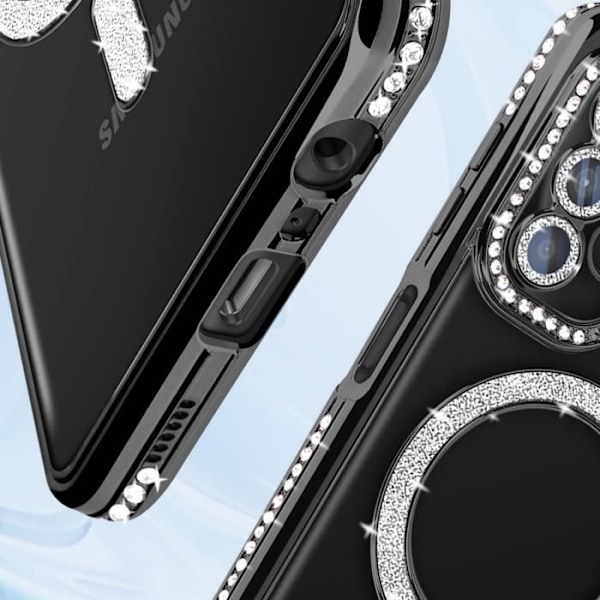Coque - AVIZAR - Diamant - Samsung A13 5G och A04s - MagSafe - Svart Strass - Hård Svart