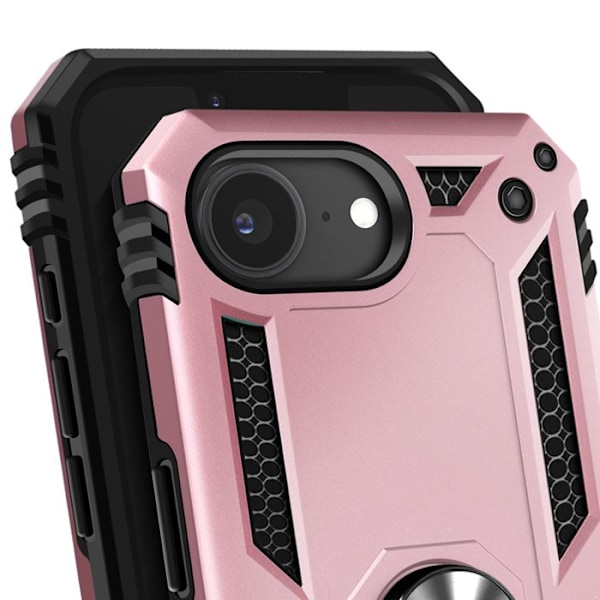 Coque för iPhone 16e Hybride Ring Stöd Magnetisk Rosa Rosa