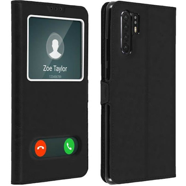 Housse - AVIZAR - Huawei P30 Pro - Dobbelt vinduesetui - Silikone cover - Sort Svart