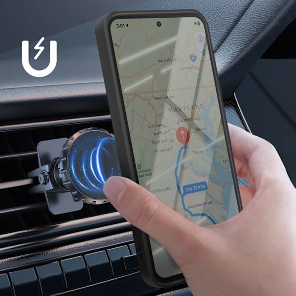 Coque til Samsung Galaxy A36 med magnetisk ring, gennemsigtig sort bagside Svart