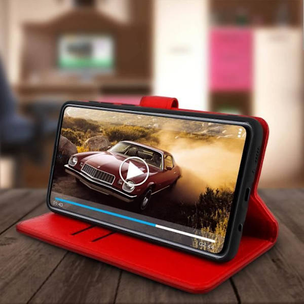 Samsung Galaxy A71 Case Täyskansi Korttitelineen jalusta Toiminto Punainen Röd