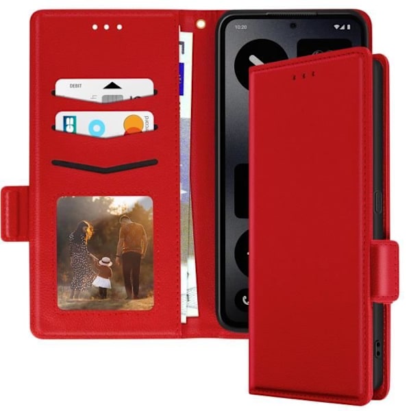 Etui för Nothing CMF Phone 1 med handledsrem, lock, stödfunktion, plånbok, röd Röd