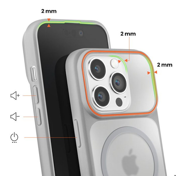 iPhone 14 Pro Cover Bi-Material Design MagSafe Kompatibel Grå Grå