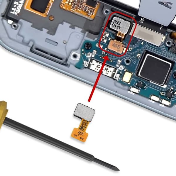 Fingeraftrykslæser til Galaxy A55 med sort flex-forbindelseskabel Svart