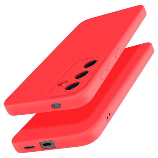 Siliconefodral för Samsung Galaxy S25 Plus med skyddad kamerablock i röd färg. Röd