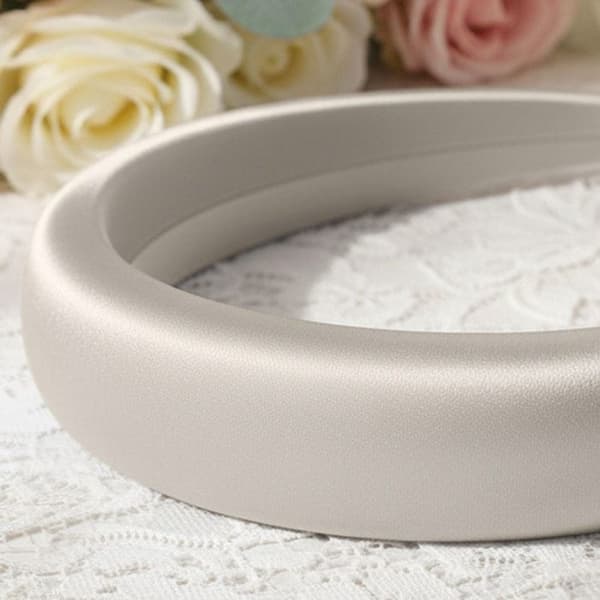 Bred Satin Kudde Hårband Sublimt Vit Vit