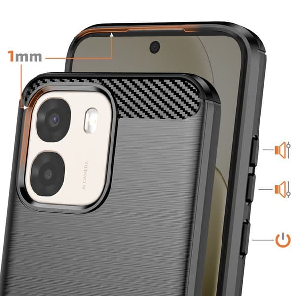 Cover til Oppo A6 Carbon Effekt Blød Stødabsorberende Sort Svart