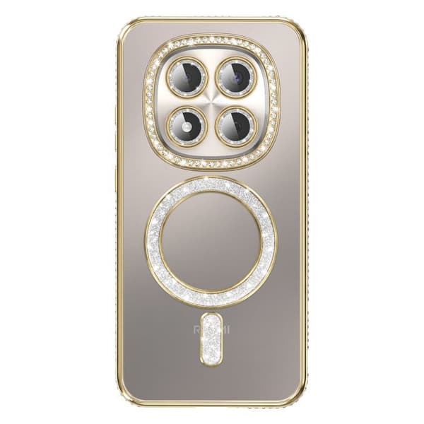 Fodral för Redmi Note 15 Pro 5G Kompatibel med MagSafe med Guld Strasskant Gul