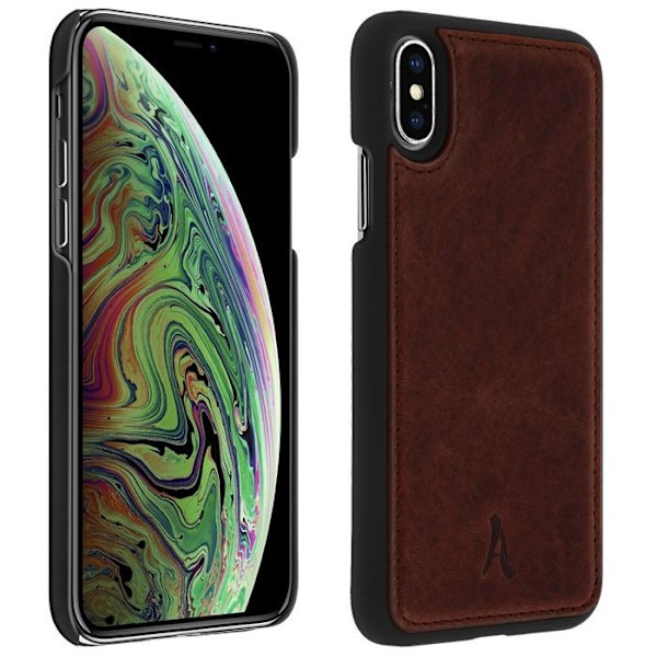 Coque til Apple iPhone X / XS Hård Beskyttelse Ægte Læder Akashi Brun kastanj