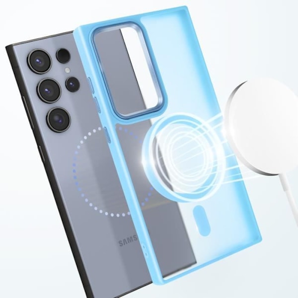 Coque MagSafe för Samsung Galaxy S24 Ultra Matt Frostad Baksida Ljusblå Kant Blå