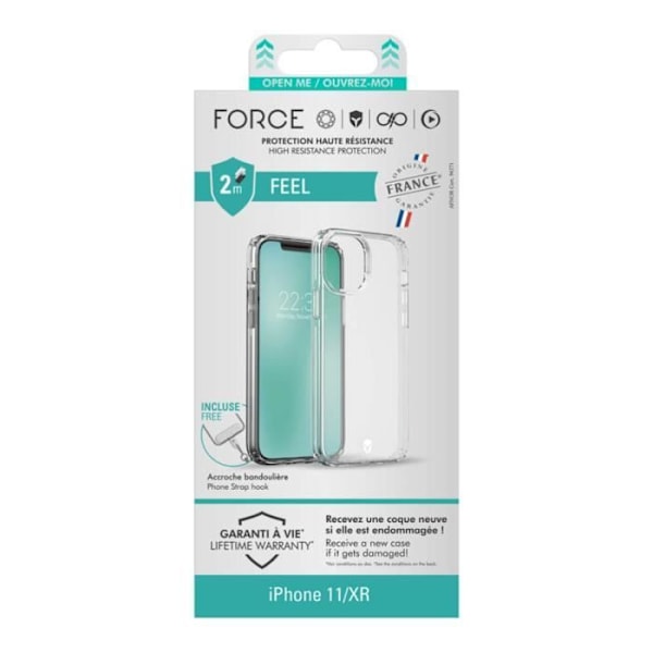 Beskyttelsesskal - FORCE CASE - iPhone XR/11 - Forstærket - Transparent - Stødresistent Transparent
