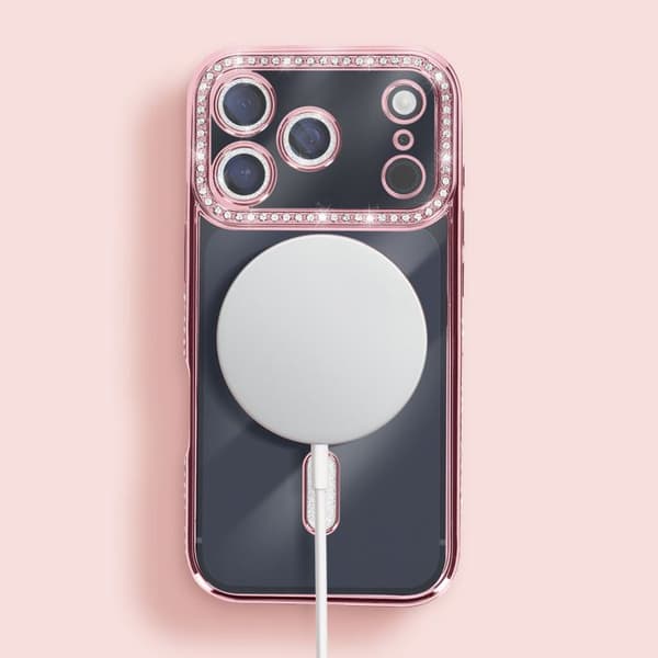 Coque Magsafe - AVIZAR - iPhone 17 Pro - Rose champagne - Kimalteleva - Optimaalinen suoja Rosa