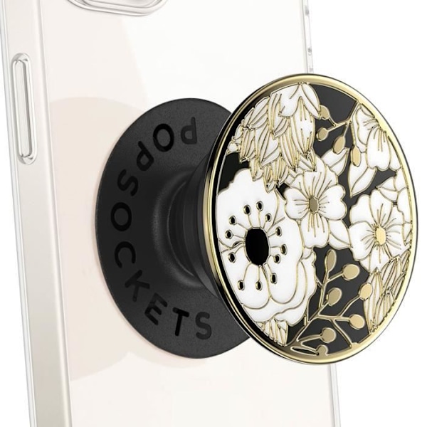PopGrip - POPSOCKETS - Emaljeret vilde blomster - Aluminium - Sort - Sikkert greb Svart