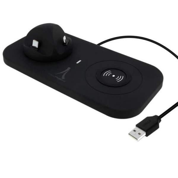 4-i-1 opladningsstation - Akashi - Sort - USB-C, Lightning, Micro-USB - QI - Hurtigopladning Svart