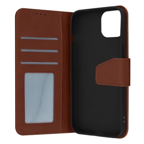 AVIZAR premium læder iPhone 14 cover - Kortholder, video support funktion - Brun kastanj